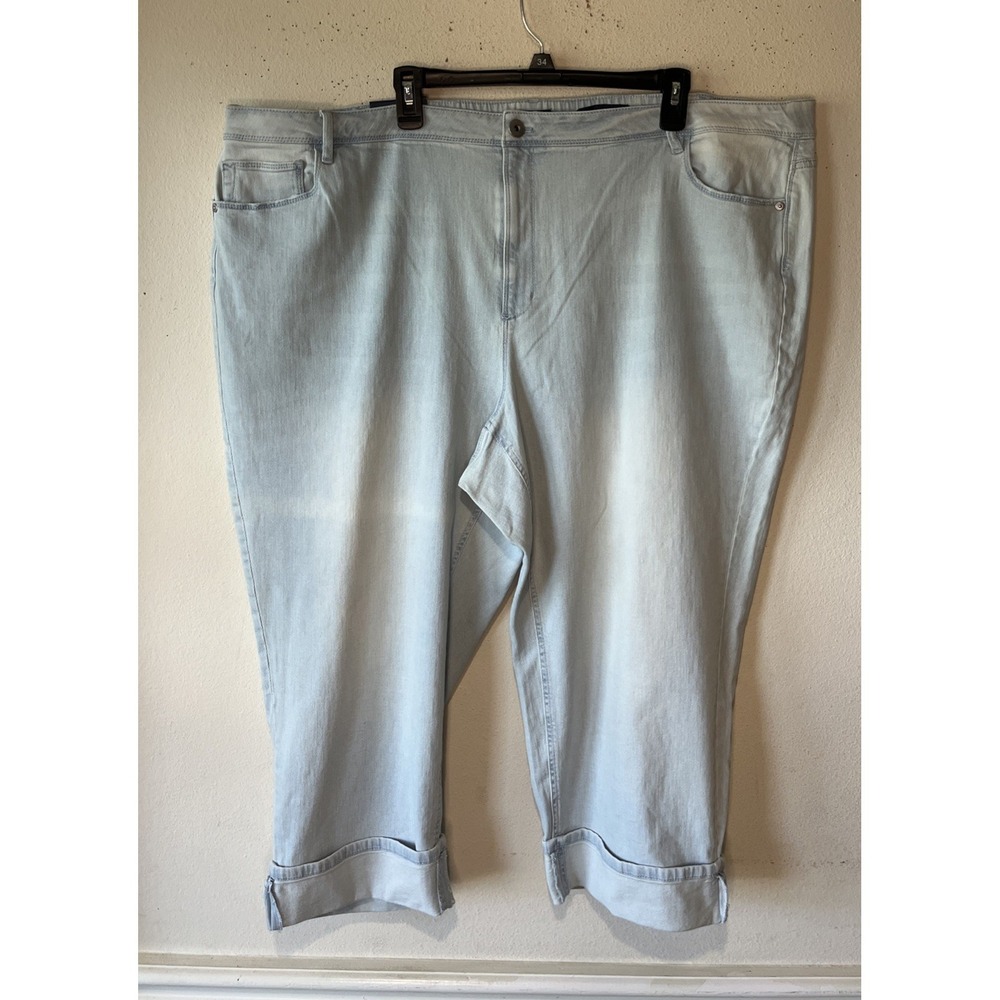 J.Jill Denim BarelyBlue Jeans High Rise Crop Cuffed Hem  Preppy  Size 28W New